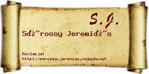 Sárossy Jeremiás névjegykártya